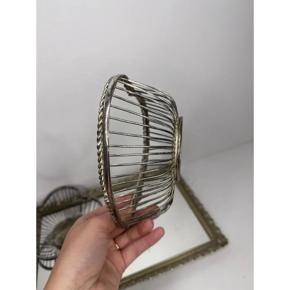 Vintage Silver Plated Bowl / Baskets Set Of 2, jewelry Catchall , silver heart